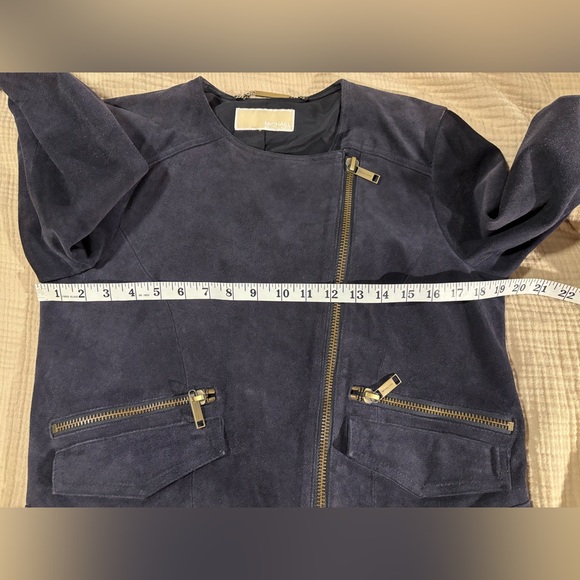 Navy Suede Leather Jacket by Micheal Kors Sz S/M NWOT - Picture 5 of 6